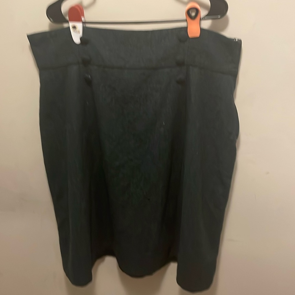 ModCloth Green Herringbone Wool Blend Skirt Size 22 Used